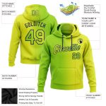 Custom Team Name Number Neon Yellow Green Navy Gradient Sports Hoodie Pullover Sweatshirt Personalized Stitched Fashion Personalized