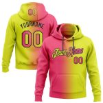Custom Name and Number Stitched Neon Pink Black Gradient Sports Hoodie Sweatshirt - Personalized Pullover for Team Apparel