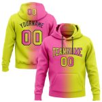 Custom Name and Number Sports Hoodie Pullover - Personalized Neon Yellow Pink-Black Gradient Sweatshirt Personalized Stitched