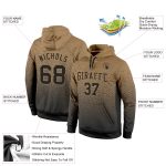 Custom Sports Hoodie with Personalized Name and Number, Old Gold and Black Fade Pullover Sweatshirt Personalized Stitched