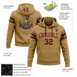 Custom Name Number Old Gold Black Orange Football Hoodie Stitched Pullover Sweatshirt for Team Personalized Stitched Old