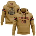 Custom Name Number Old Gold Black Orange Football Hoodie Stitched Pullover Sweatshirt for Team Personalized Stitched Old