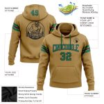 Custom Name & Number Old Gold Green-Black Football Hoodie Sweatshirt Pullover - Personalized Team Apparel Personalized Stitched