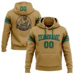 Custom Name & Number Old Gold Green-Black Football Hoodie Sweatshirt Pullover - Personalized Team Apparel Personalized Stitched