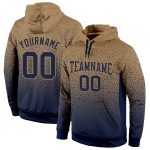 Custom Team Pullover Hoodie - Personalized Old Gold Navy Fade Sweatshirt with Name & Number Personalized Stitched Old Gold