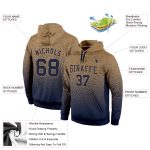 Custom Team Pullover Hoodie - Personalized Old Gold Navy Fade Sweatshirt with Name & Number Personalized Stitched Old Gold