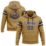 Custom Team Name Number Hoodie Sweatshirt for Football - Personalized Stitched Old Gold Navy-White Pullover Personalized