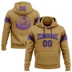 Custom Name Number Football Hoodie Sweatshirt Old Gold Purple Black Pullover Personalized Team Apparel Personalized Stitched