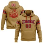Custom Name Number Football Hoodie Sweatshirt Old Gold Red-Navy Stitched Pullover for Team Support Personalized Stitched