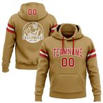 Custom Name Number Football Hoodie Pullover Sweatshirt in Old Gold Red White - Personalized Team Apparel Personalized Stitched