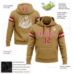 Custom Name Number Football Hoodie Pullover Sweatshirt in Old Gold Red White - Personalized Team Apparel Personalized Stitched