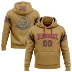 Custom Football Pullover Hoodie with Personalized Name and Number - Stitched Old Gold Steel Gray-Red Sweatshirt Personalized