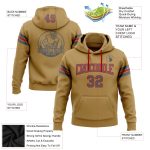 Custom Football Pullover Hoodie with Personalized Name and Number - Stitched Old Gold Steel Gray-Red Sweatshirt Personalized