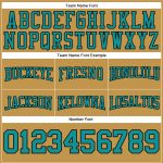 Custom Name and Number Teal-Black Old Gold Football Hoodie Pullover Sweatshirt - Personalized Team Apparel Personalized Stitched