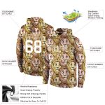 Custom Sports Hoodie for Team with Personalized Name and Number, 3D Pattern Design, Lion Stitched Detail in Old Gold White