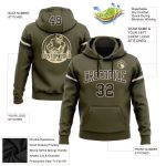 Custom Name Number Sweatshirt - Personalized Olive Black Cream City Football Pullover Hoodie Salute To Service Personalized
