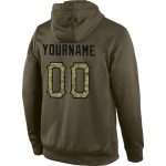 Personalized Stitched Olive Camo Black Hoodie Salute to Service Sports Pullover Sweatshirt Personalized Stitched Olive Camo-Black