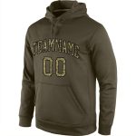 Personalized Stitched Olive Camo Black Hoodie Salute to Service Sports Pullover Sweatshirt Personalized Stitched Olive Camo-Black