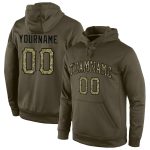 Personalized Stitched Olive Camo Black Hoodie Salute to Service Sports Pullover Sweatshirt Personalized Stitched Olive Camo-Black
