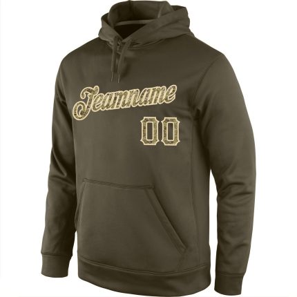 Custom Name Number Olive Camo Cream Hoodie Salute To Service Pullover Sweatshirt - Personalized Sports Apparel Personalized