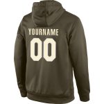 Personalized Olive Cream-White Sports Hoodie with Custom Name & Number - Stitched Salute to Service Pullover Sweatshirt Personalized