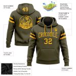 Custom Name Number Olive Gold-Black Football Pullover Hoodie Salute to Service Sweatshirt - Personalized Stitched Team Apparel