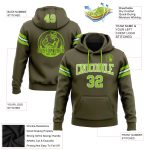 Custom Olive Green White Football Pullover Hoodie with Name and Number - Personalized Stitched Salute to Service Sweatshirt