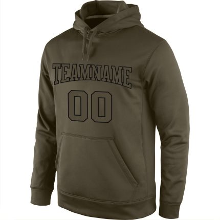 Custom Name Number Olive Black Sports Hoodie Salute to Service Pullover Sweatshirt Personalized Stitched Olive Olive-Black
