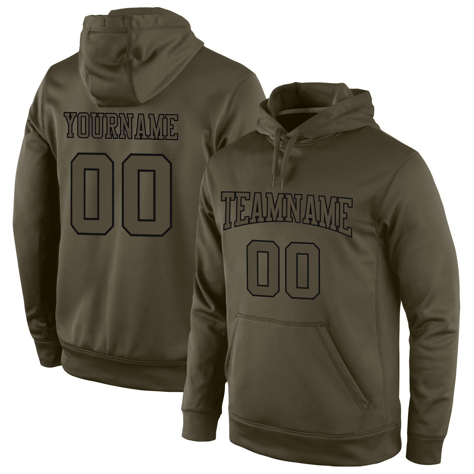 Custom Name Number Olive Black Sports Hoodie Salute to Service Pullover Sweatshirt Personalized Stitched Olive Olive-Black