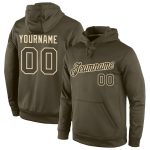 Custom Name and Number Salute to Service Hoodie Olive-Cream Stitched Sports Pullover Sweatshirt Personalized Stitched Olive
