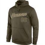 Custom Name and Number Salute to Service Hoodie Olive-Cream Stitched Sports Pullover Sweatshirt Personalized Stitched Olive