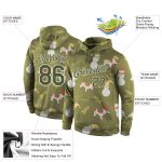 Custom Name Number Stitched Olive White Christmas Hoodie 3D Sports Pullover Sweatshirt Salute to Service Personalized Stitched