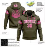 Custom Name and Number Hoodie - Salute to Service Football Pullover Sweatshirt, Personalized Olive Pink-White Design Personalized