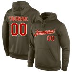 Custom Name Number Sports Hoodie Pullover Sweatshirt Salute To Service Stitched Olive Red Cream Team Gear Personalized Stitched