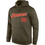 Custom Name Number Sports Hoodie Pullover Sweatshirt Salute To Service Stitched Olive Red Cream Team Gear Personalized Stitched