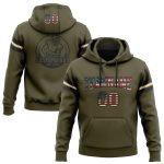 Custom Name and Number Personalized Vintage USA Flag Football Hoodie Black-Cream Sweatshirt Salute to Service Pullover Personalized