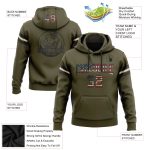 Custom Name and Number Personalized Vintage USA Flag Football Hoodie Black-Cream Sweatshirt Salute to Service Pullover Personalized