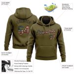 Personalized Olive Vintage USA Flag Black Sports Hoodie Sweatshirt - Stitched Salute To Service Pullover Personalized Stitched