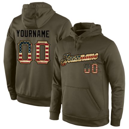 Custom Name Vintage USA Flag Black Pullover Hoodie Personalized Sports Sweatshirt Salute To Service Personalized Stitched