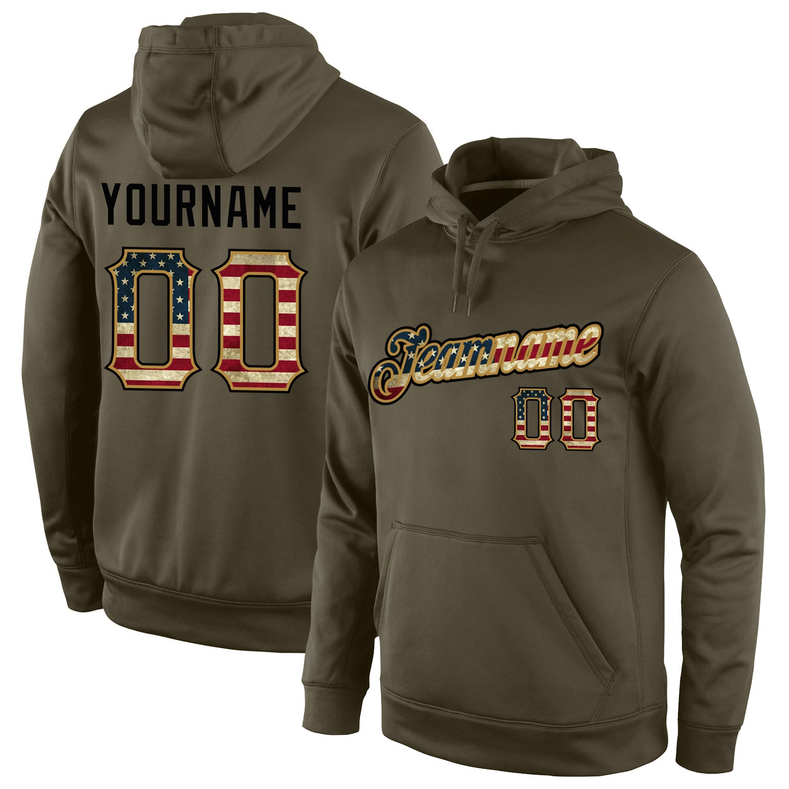 Custom Name Vintage USA Flag Black Pullover Hoodie Personalized Sports Sweatshirt Salute To Service Personalized Stitched