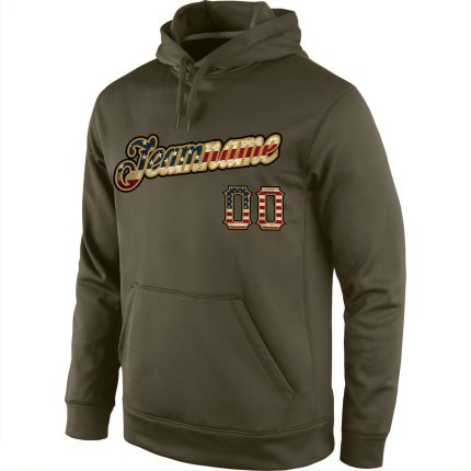 Custom Name Vintage USA Flag Black Pullover Hoodie Personalized Sports Sweatshirt Salute To Service Personalized Stitched