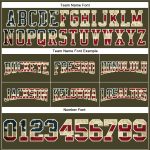 Custom Stitched Vintage USA Flag Football Hoodie with Name & Number - Olive Cream Crimson Pullover Sweatshirt Salute to Service