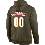 Custom Name Number Sports Hoodie Salute to Service Olive White-Gold Pullover Sweatshirt Personalized Stitched Olive White-Gold
