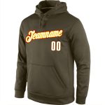 Custom Name Number Sports Hoodie Salute to Service Olive White-Gold Pullover Sweatshirt Personalized Stitched Olive White-Gold