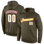 Custom Name Number Sports Hoodie Salute to Service Olive White-Gold Pullover Sweatshirt Personalized Stitched Olive White-Gold