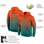Personalized Orange Aqua Fade Fashion Sports Hoodie Sweatshirt - Stitched Pullover for Comfort and Style Personalized Stitched