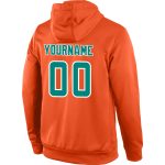 Custom Name Number Orange Aqua White Pullover Hoodie Sweatshirt - Personalized Stitched Sports Apparel Personalized Stitched
