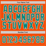 Custom Name Number Orange Aqua White Pullover Hoodie Sweatshirt - Personalized Stitched Sports Apparel Personalized Stitched