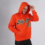 Custom Name Number Sports Hoodie Pullover Sweatshirt - Personalized Stitched Orange Black Old Gold Personalized Stitched