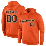 Custom Name Number Sports Hoodie Pullover Sweatshirt - Personalized Stitched Orange Black Old Gold Personalized Stitched